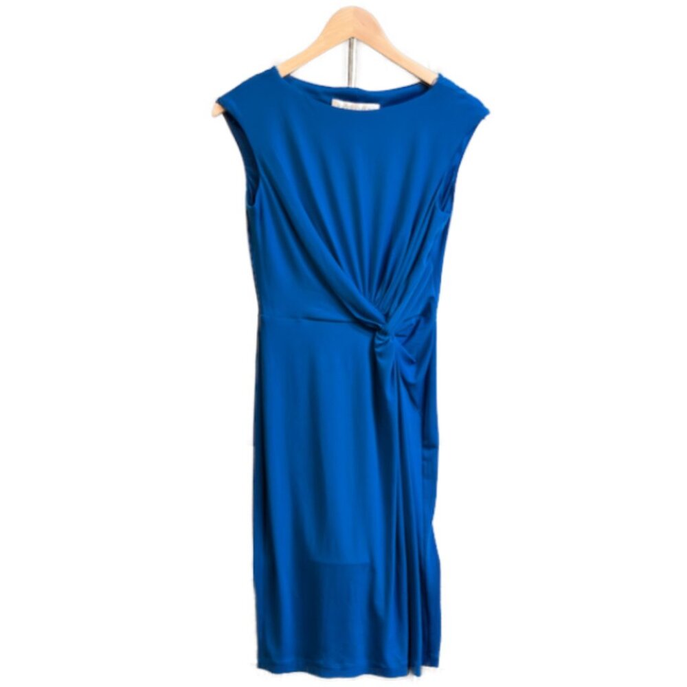 Maggy London Blue flattering waist dress midi size 6
